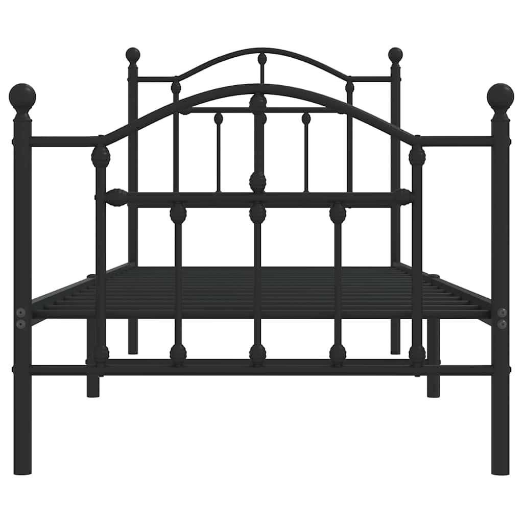 sengeramme med sengegavl og fodgærde 90x190 cm metal sort