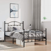 sengeramme med sengegavl og fodgærde 100x190 cm metal sort