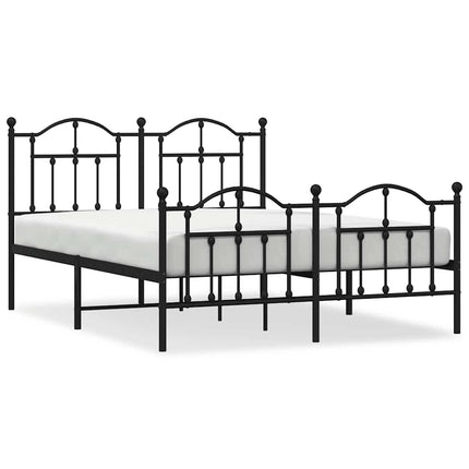 sengeramme med sengegavl og fodgærde 135x190 cm metal sort
