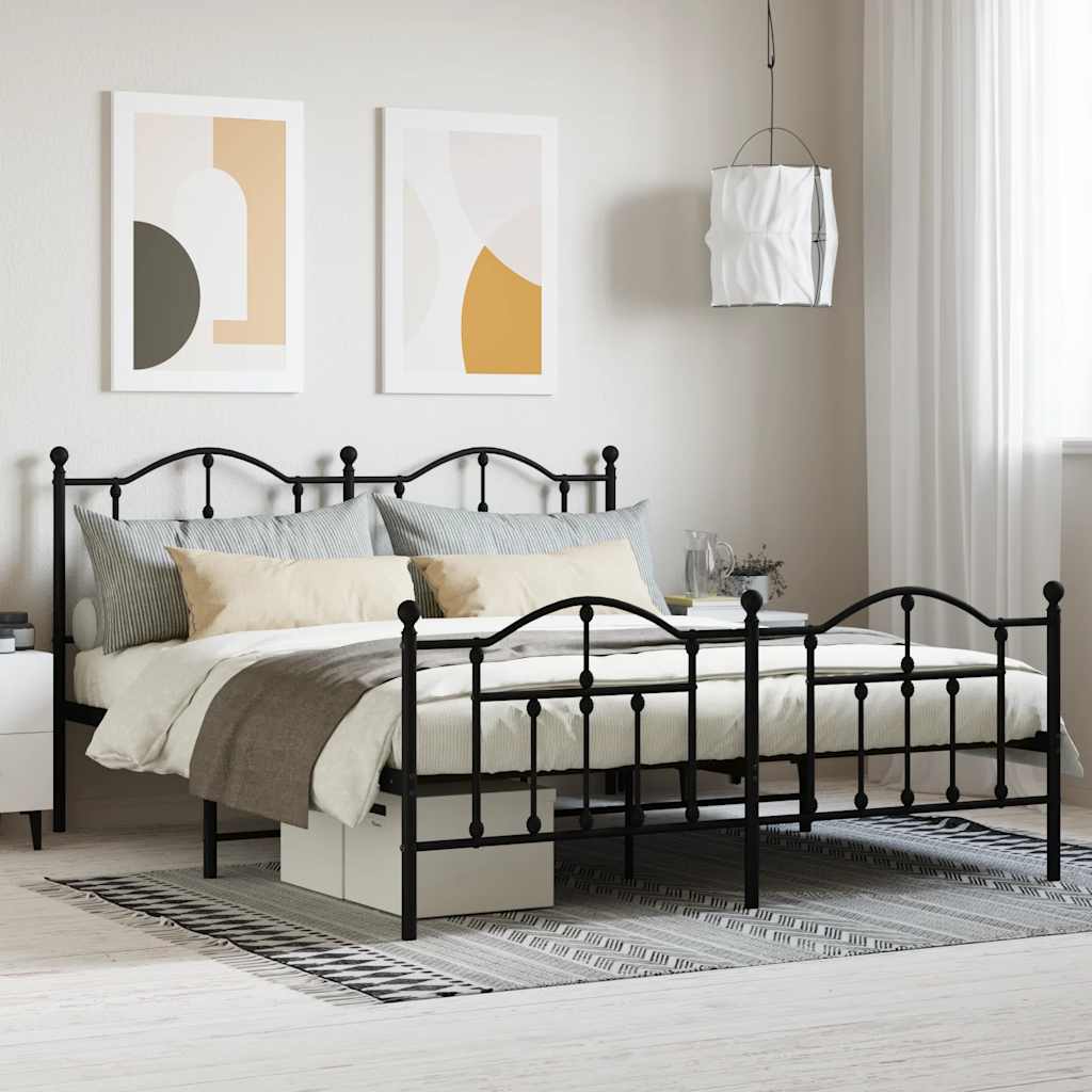 sengeramme uden madras med fodgærde 160x200 cm sort