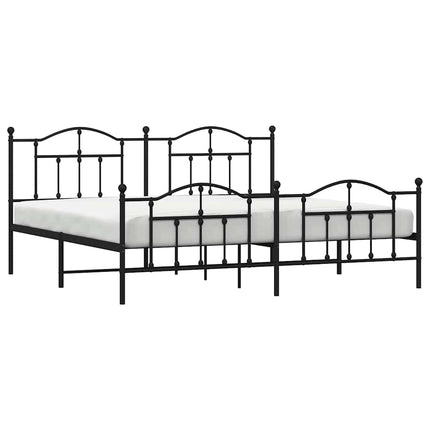 sengeramme med sengegavl og fodgærde 193x203 cm metal sort