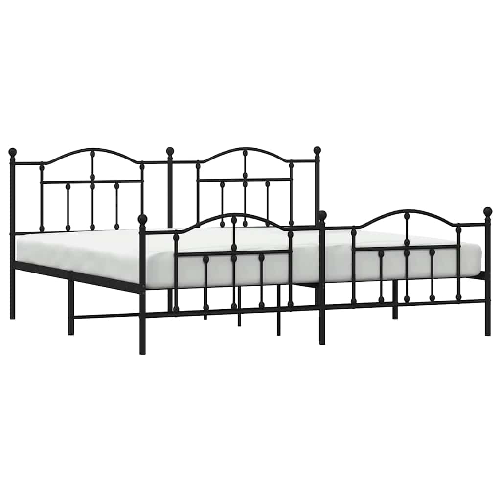 sengeramme med sengegavl og fodgærde 200x200 cm metal sort