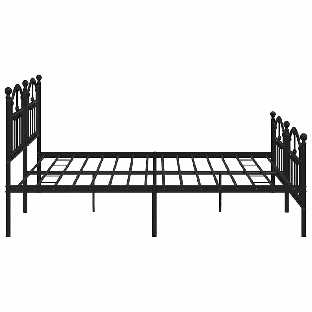 sengeramme med sengegavl og fodgærde 200x200 cm metal sort