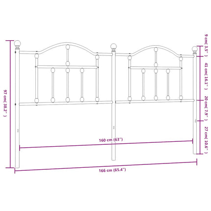 udskiftningsgavl 160 cm metal sort
