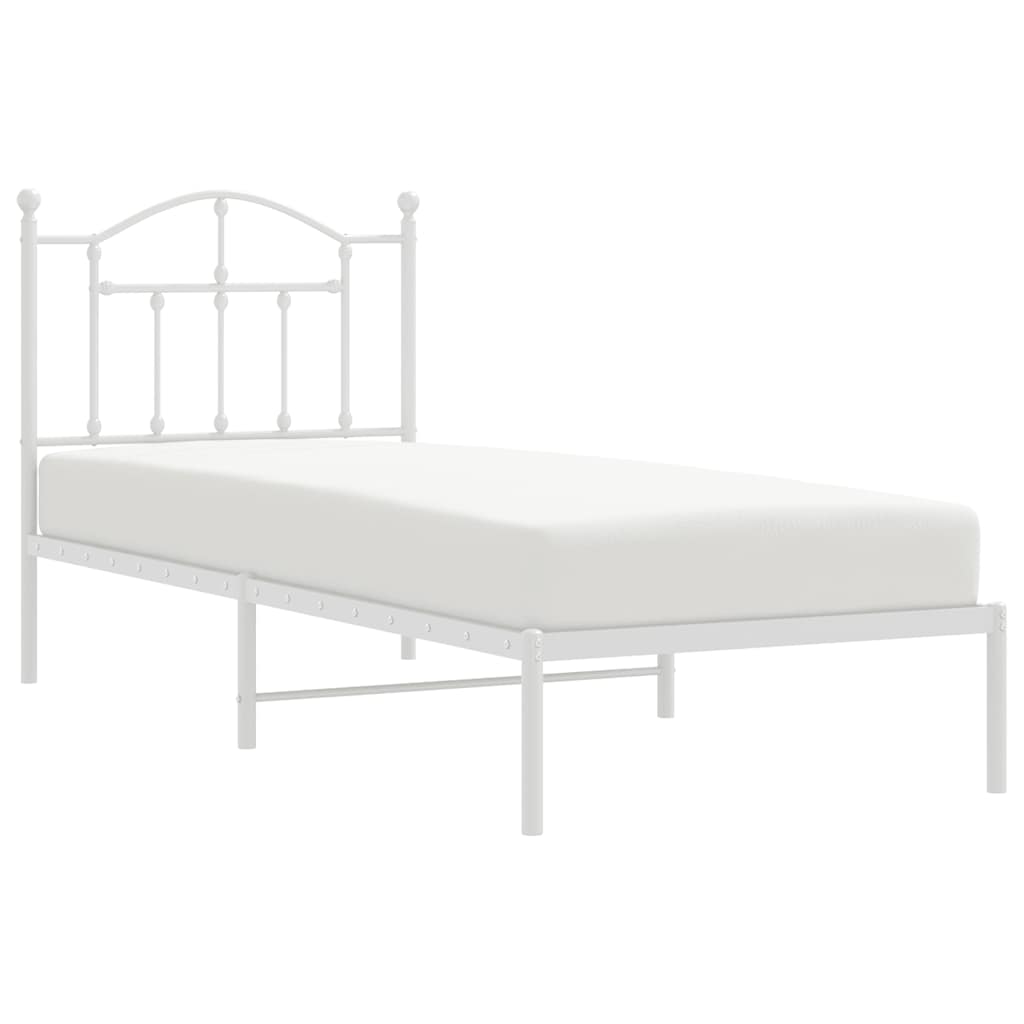 sengeramme med sengegavl 90x200 cm metal hvid