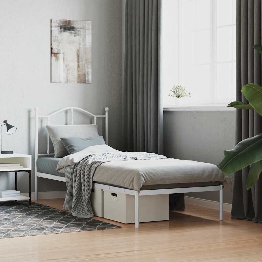 sengeramme med sengegavl 90x200 cm metal hvid