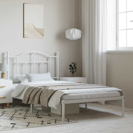 sengeramme med sengegavl 100x190 cm metal hvid