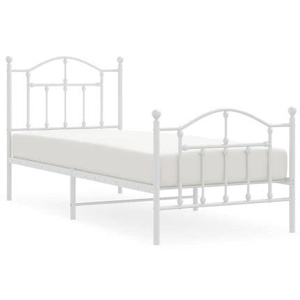 sengeramme med sengegavl og fodgærde 90x190 cm metal hvid