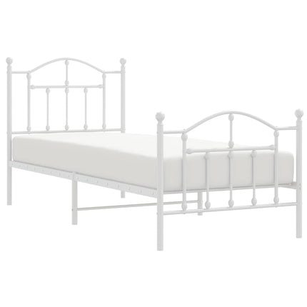 sengeramme med sengegavl og fodgærde 90x190 cm metal hvid