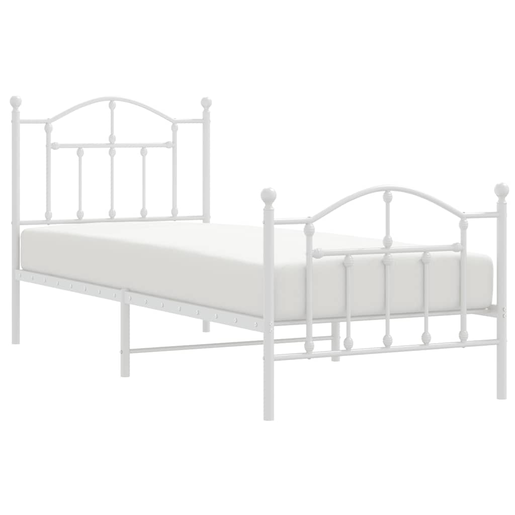 sengeramme med sengegavl og fodgærde 90x200 cm metal hvid