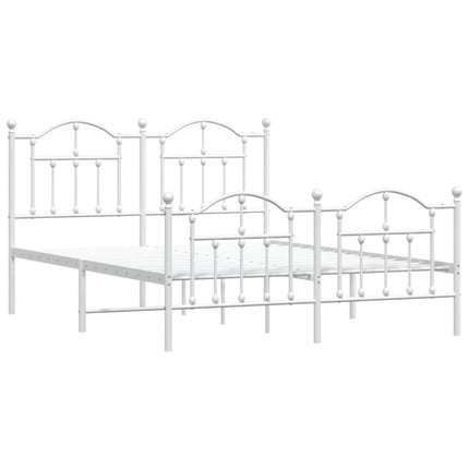 sengeramme med sengegavl og fodgærde 140x190 cm metal hvid