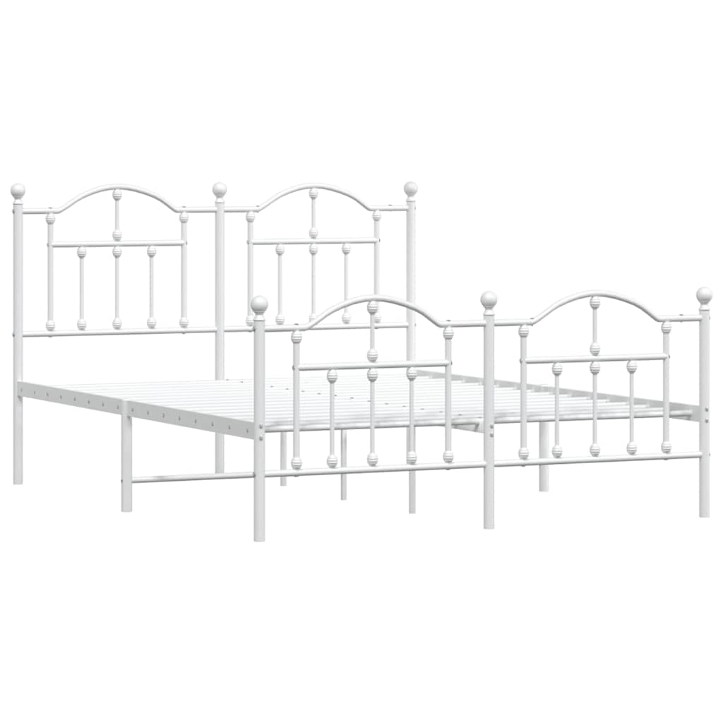 sengeramme med sengegavl og fodgærde 140x200 cm metal hvid