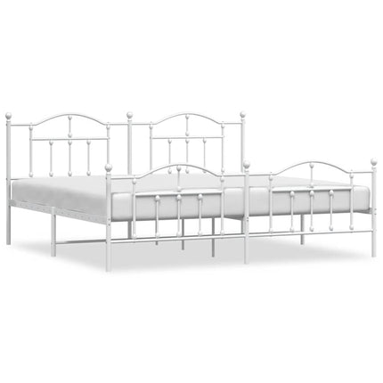 sengeramme med sengegavl og fodgærde 193x203 cm metal hvid