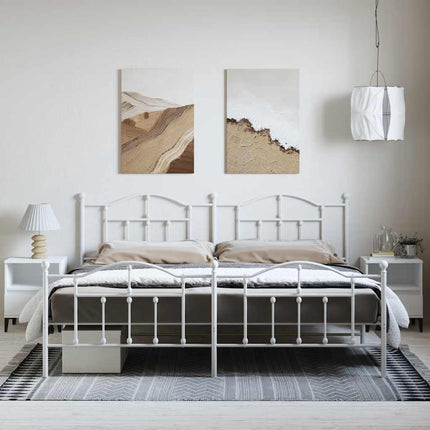 sengeramme med sengegavl og fodgærde 193x203 cm metal hvid