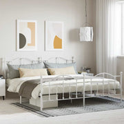 sengeramme med sengegavl og fodgærde 200x200 cm metal hvid