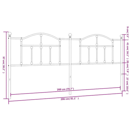 udskiftningsgavl 200 cm metal hvid