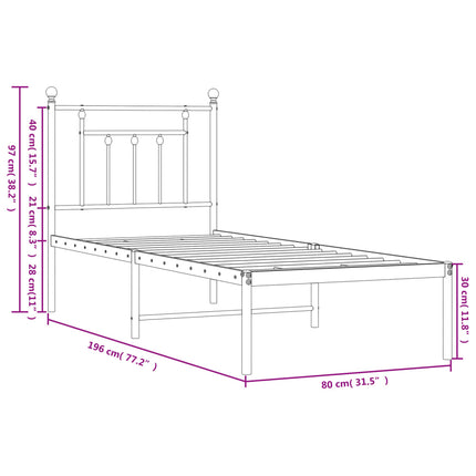 sengeramme med sengegavl 75x190 cm metal sort