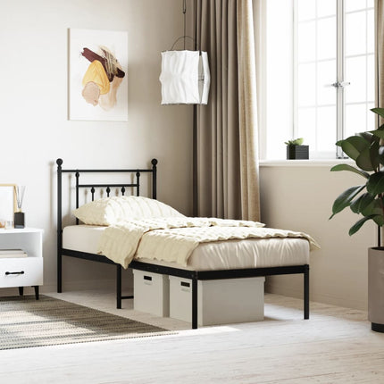 sengeramme med sengegavl 75x190 cm metal sort