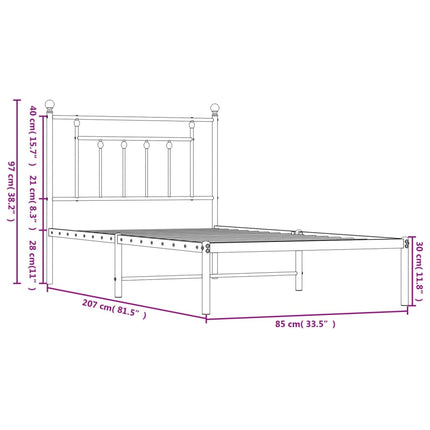 sengeramme med sengegavl 80x200 cm metal sort