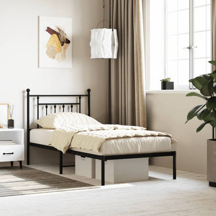 sengeramme med sengegavl 80x200 cm metal sort