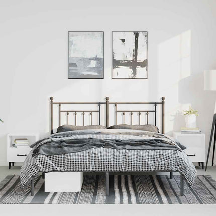 sengeramme med sengegavl 135x190 cm metal sort