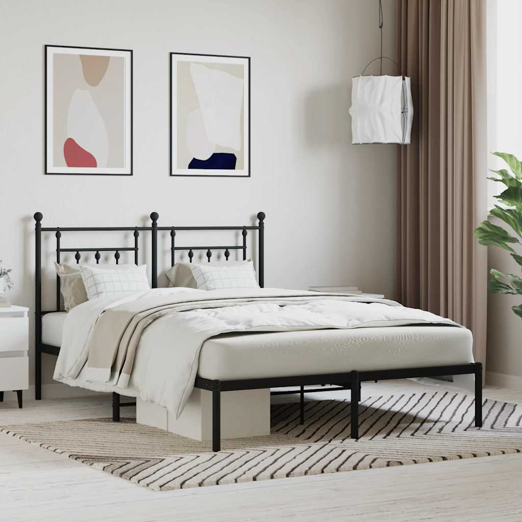 sengeramme med sengegavl 140x200 cm metal sort