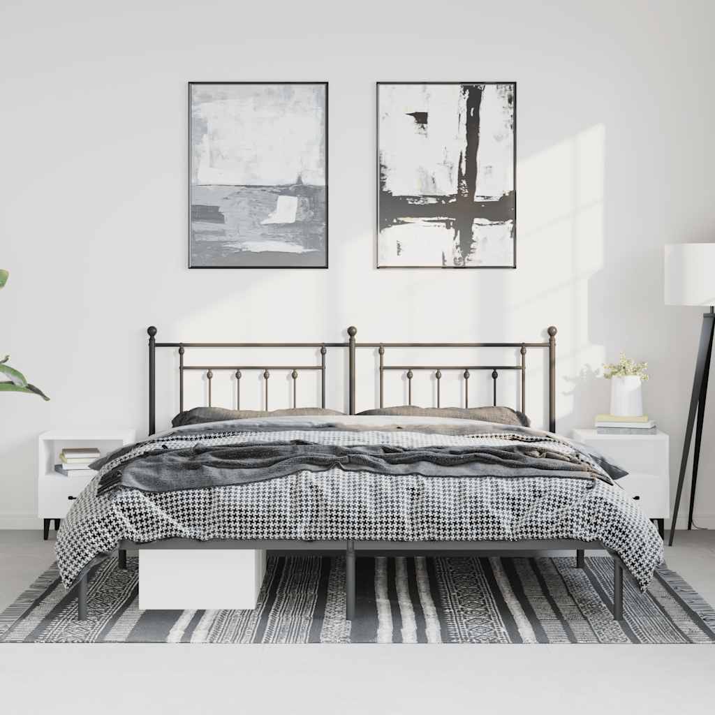 sengeramme med sengegavl 183x213 cm metal sort