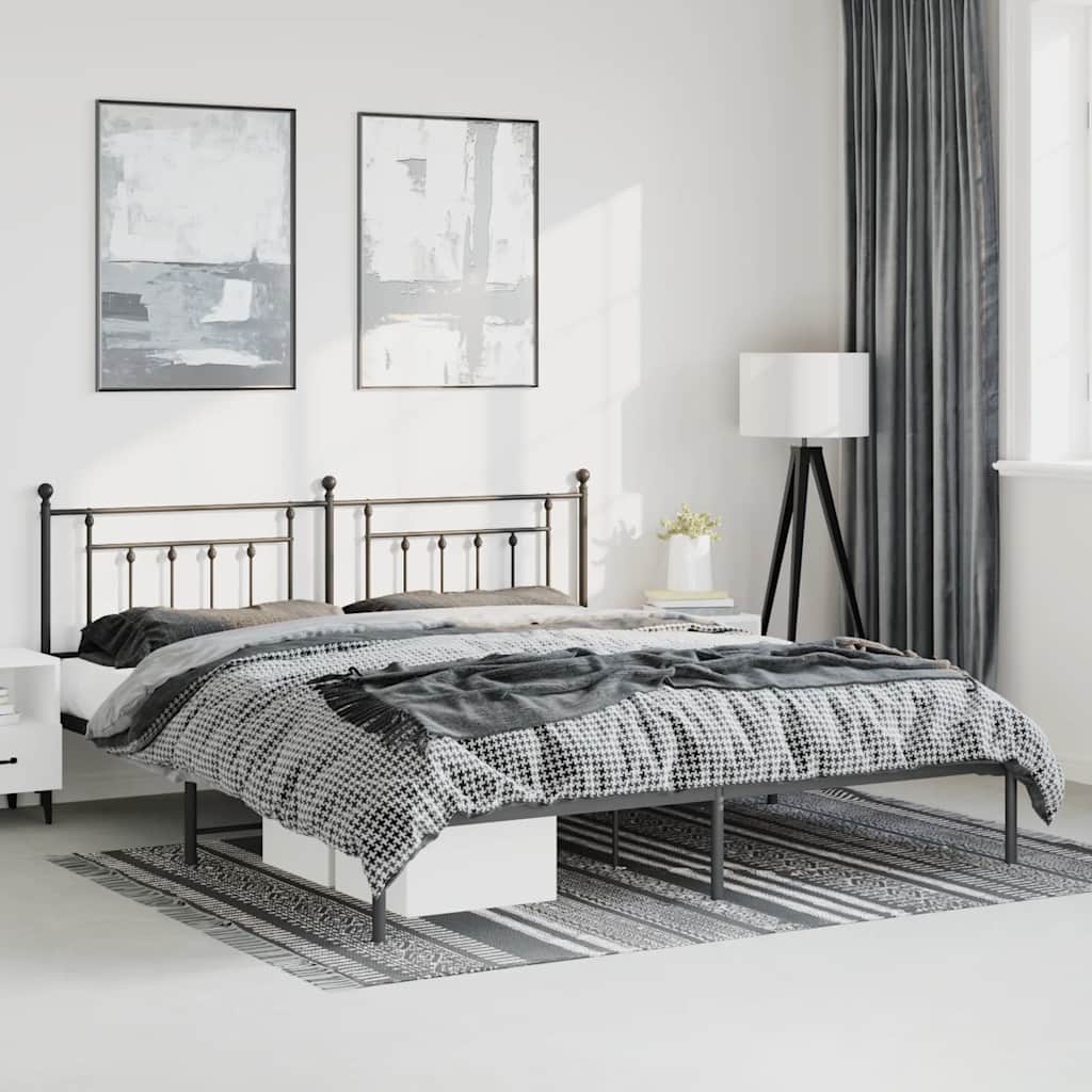 sengeramme med sengegavl 183x213 cm metal sort
