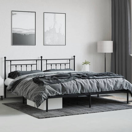 sengeramme med sengegavl 200x200 cm metal sort