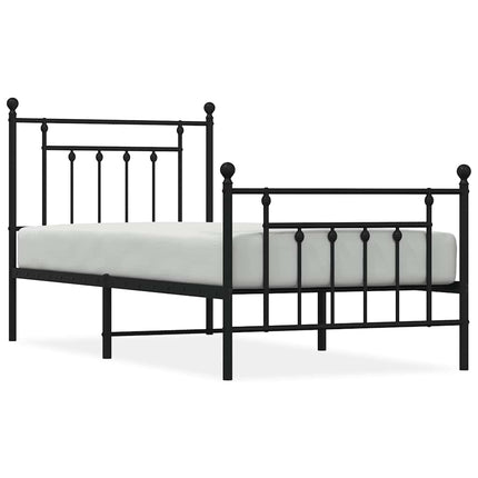 sengeramme med sengegavl og fodgærde 80x200 cm metal sort
