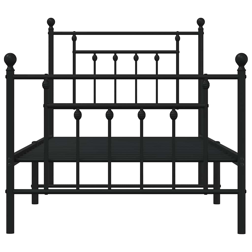 sengeramme med sengegavl og fodgærde 80x200 cm metal sort