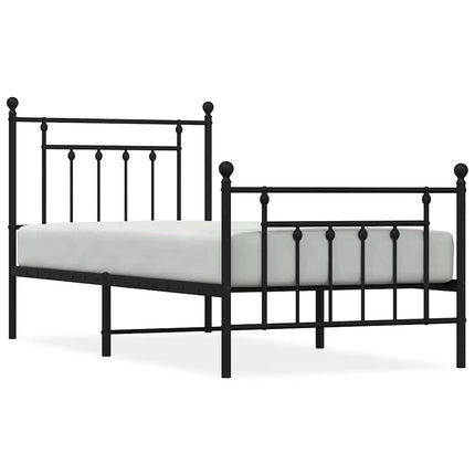 sengeramme med sengegavl og fodgærde 90x190 cm metal sort