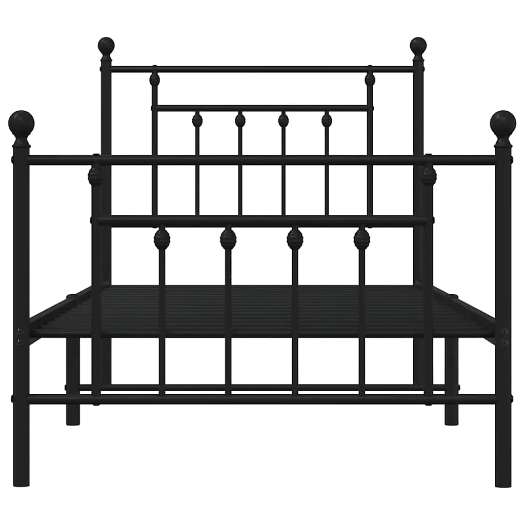sengeramme med sengegavl og fodgærde 90x200 cm metal sort