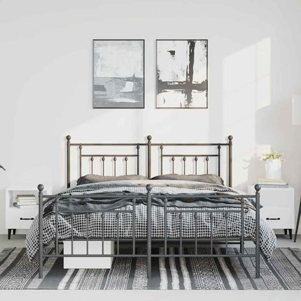 sengeramme med sengegavl og fodgærde 135x190 cm metal sort