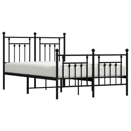 sengeramme med sengegavl og fodgærde 135x190 cm metal sort