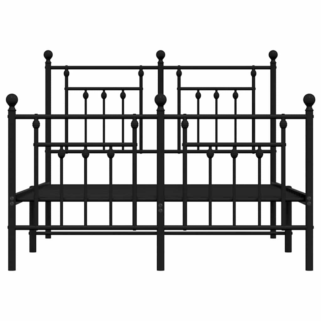 sengeramme med sengegavl og fodgærde 135x190 cm metal sort
