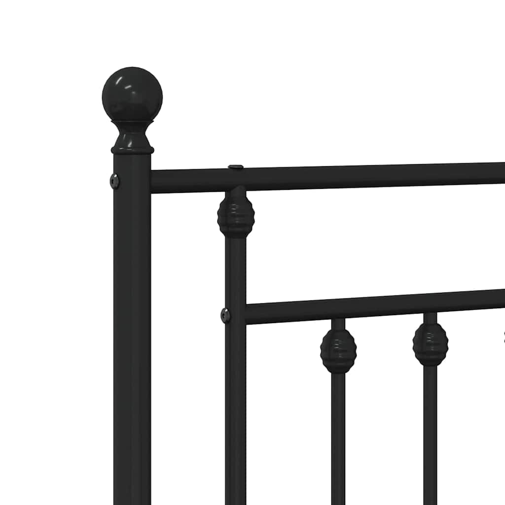 sengeramme med sengegavl og fodgærde 135x190 cm metal sort