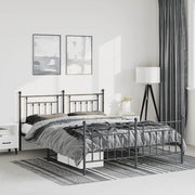 sengeramme med sengegavl og fodgærde 135x190 cm metal sort
