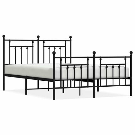 sengeramme med sengegavl og fodgærde 140x190 cm metal sort