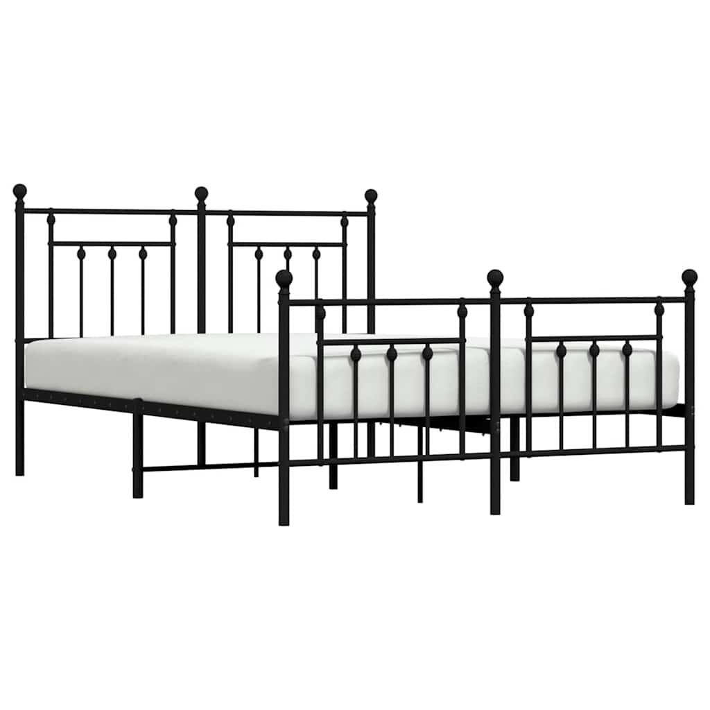 sengeramme med sengegavl og fodgærde 140x190 cm metal sort