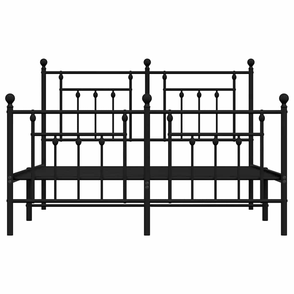 sengeramme med sengegavl og fodgærde 140x190 cm metal sort