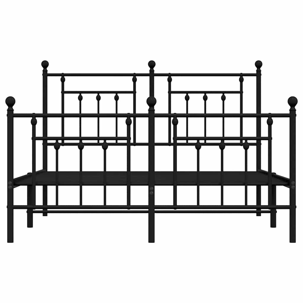 sengeramme med sengegavl og fodgærde 140x200 cm metal sort
