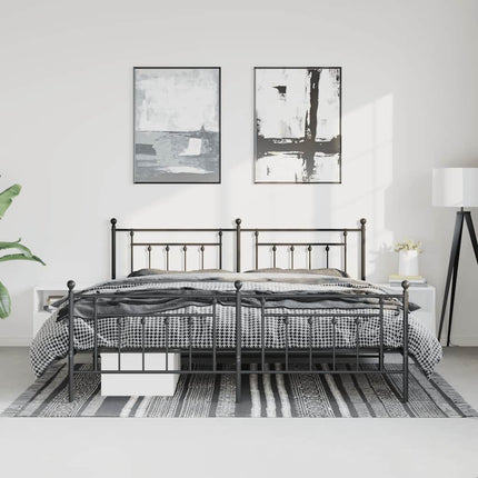sengeramme med sengegavl og fodgærde 193x203 cm metal sort