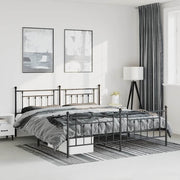 sengeramme med sengegavl og fodgærde 193x203 cm metal sort