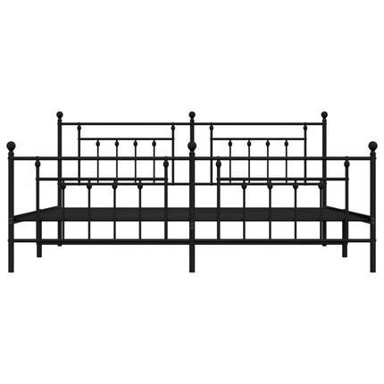 sengeramme med sengegavl og fodgærde 200x200 cm metal sort