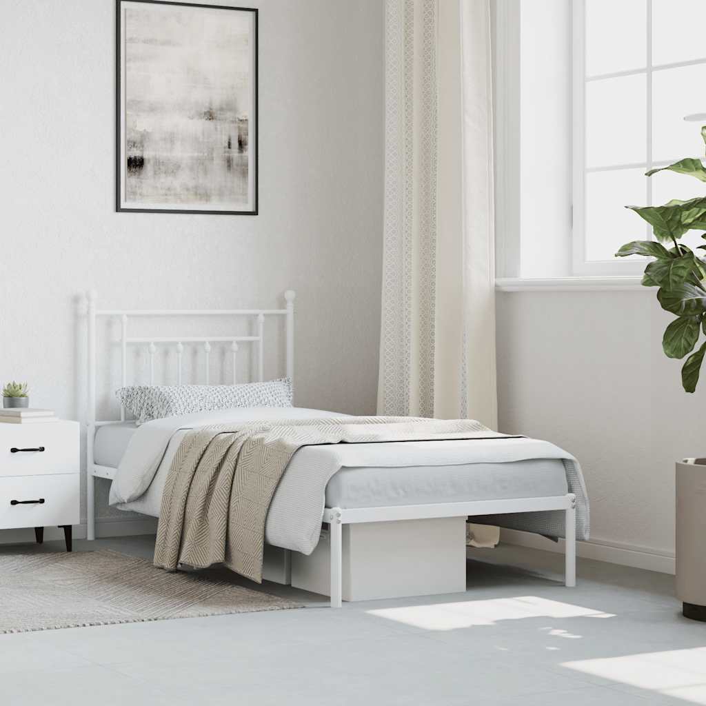 sengeramme med sengegavl 90x200 cm metal hvid