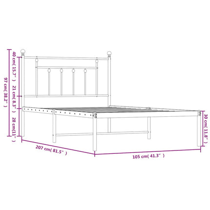 sengeramme med sengegavl 100x200 cm metal hvid