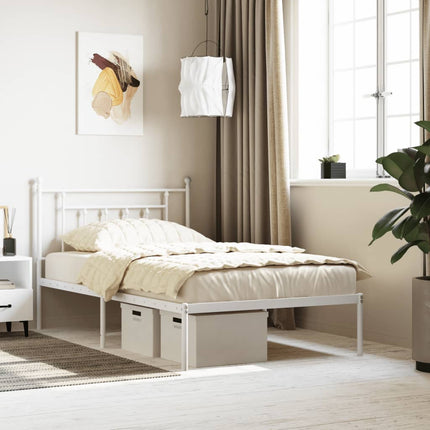 sengeramme med sengegavl 107x203 cm metal hvid