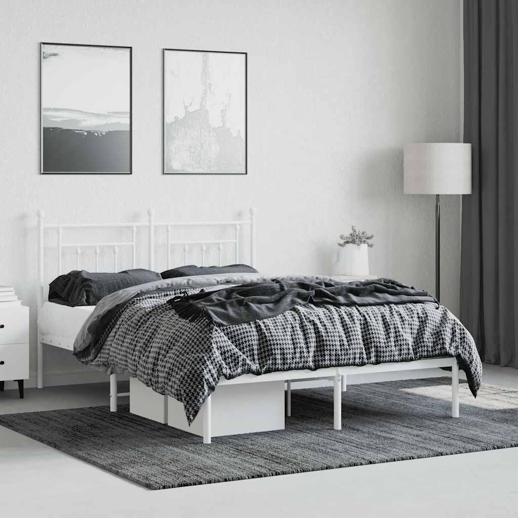sengeramme med sengegavl 140x200 cm metal hvid