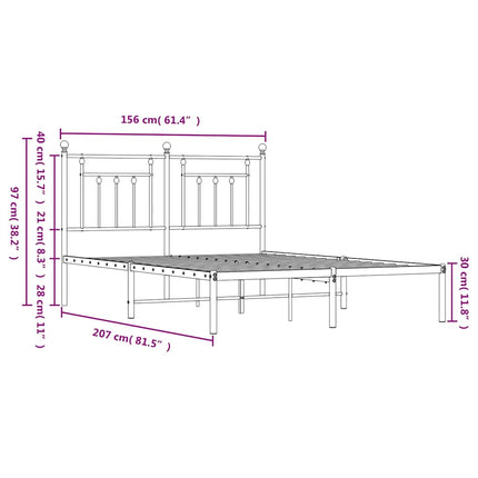 sengeramme med sengegavl 150x200 cm metal hvid